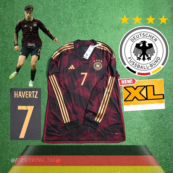 Adidas Germany DFB Kai Havertz#7 2022/2023 Long Sleeve Away Jersey New XL